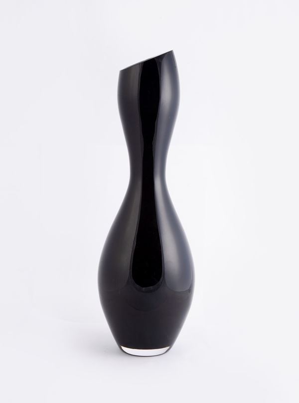 Vaso Hollywood in vetro incamiciato bianco/nero, Rosenthal studio Line Home Designs, Anni Novanta