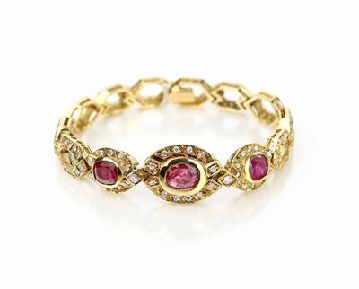 Bracciale in Oro, Diamanti e Rubini