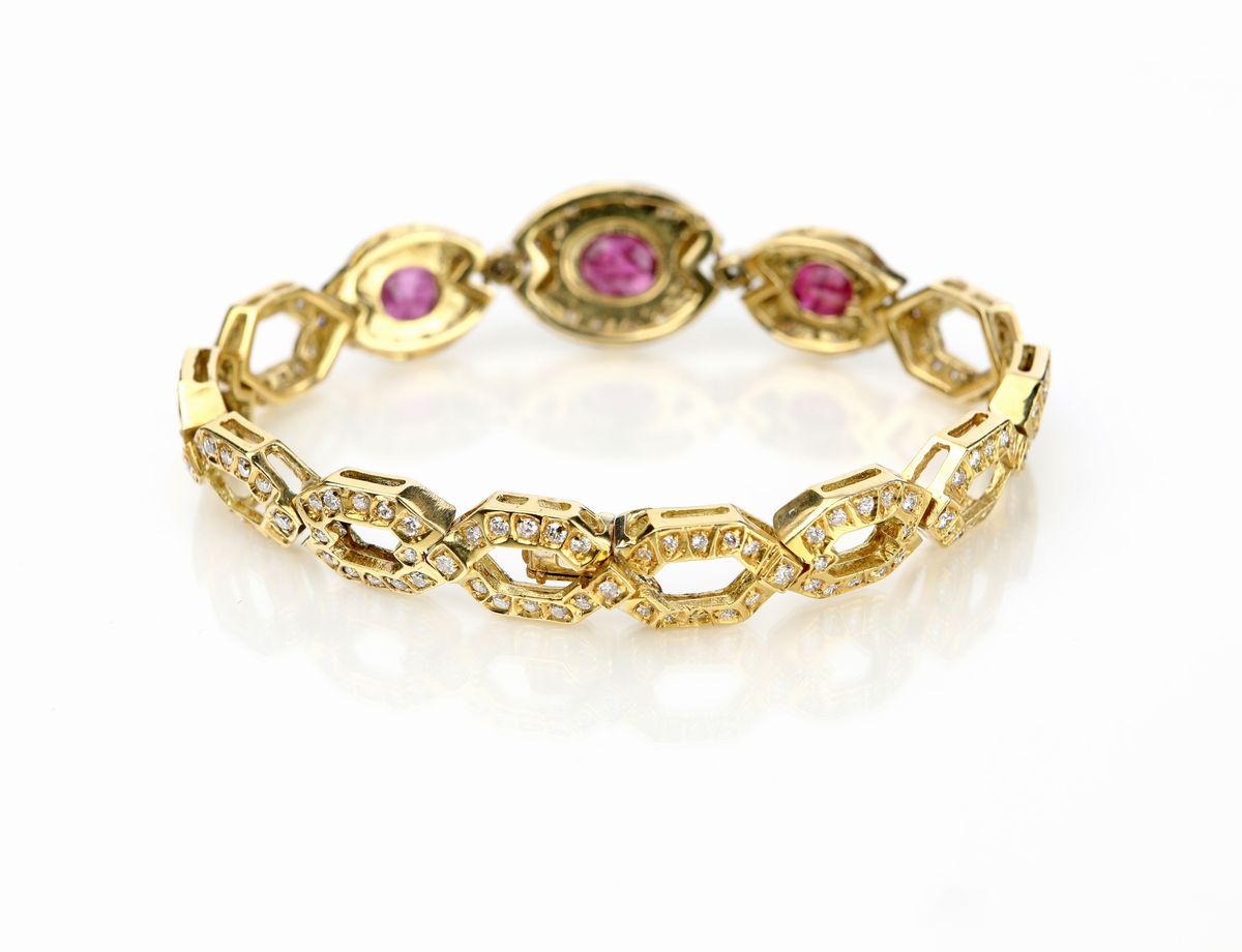Bracciale in Oro, Diamanti e Rubini