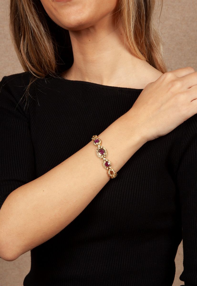 Bracciale in Oro, Diamanti e Rubini