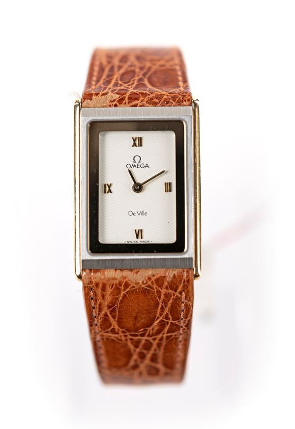 Omega De Ville 1387 - Orologio da polso al quarzo da donna in acciaio e acciaio placcato in oro