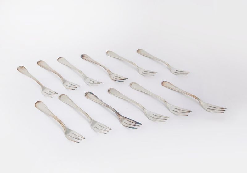 Dodici Forchettine da Dolce in Argento 800