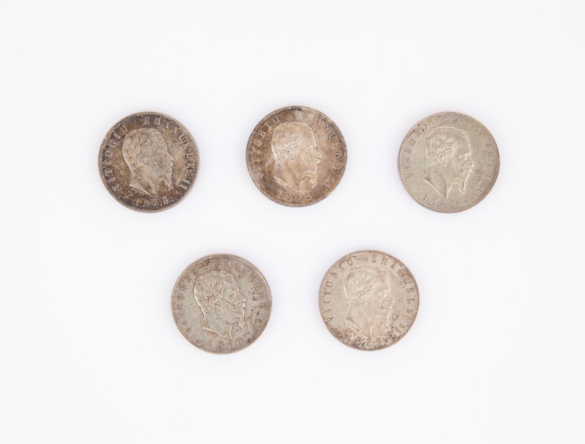 5 Monete da 5 Lire Vittorio Emanuele II Regno D'italia