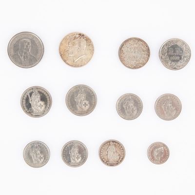 Lotto 11 Monete Svizzera e Mezzo Dollaro Usa Kennedy 1964