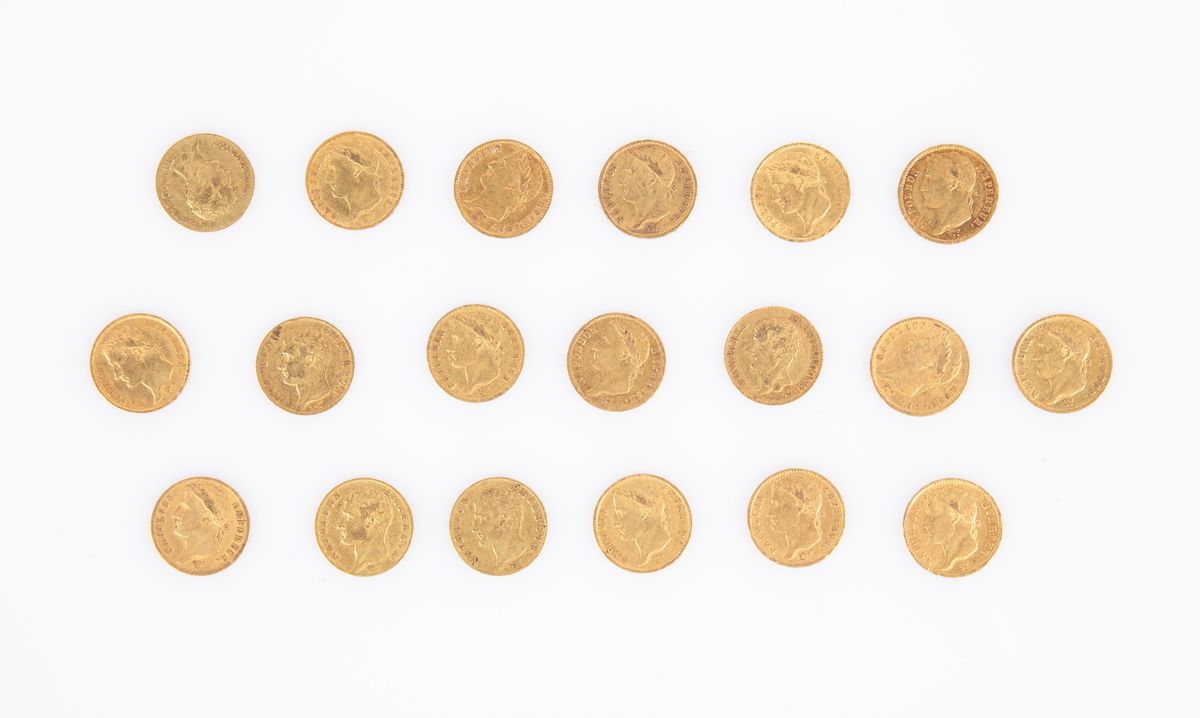 Lotto 19 Monete da 20 Franchi Napoleone i Francia