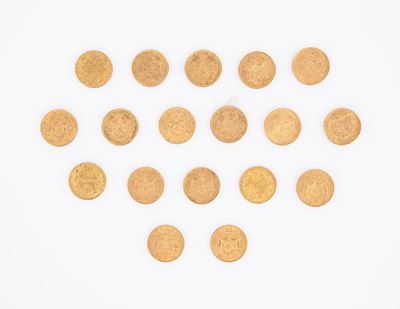 Lotto 18 Monete da 20 Franchi Belgio