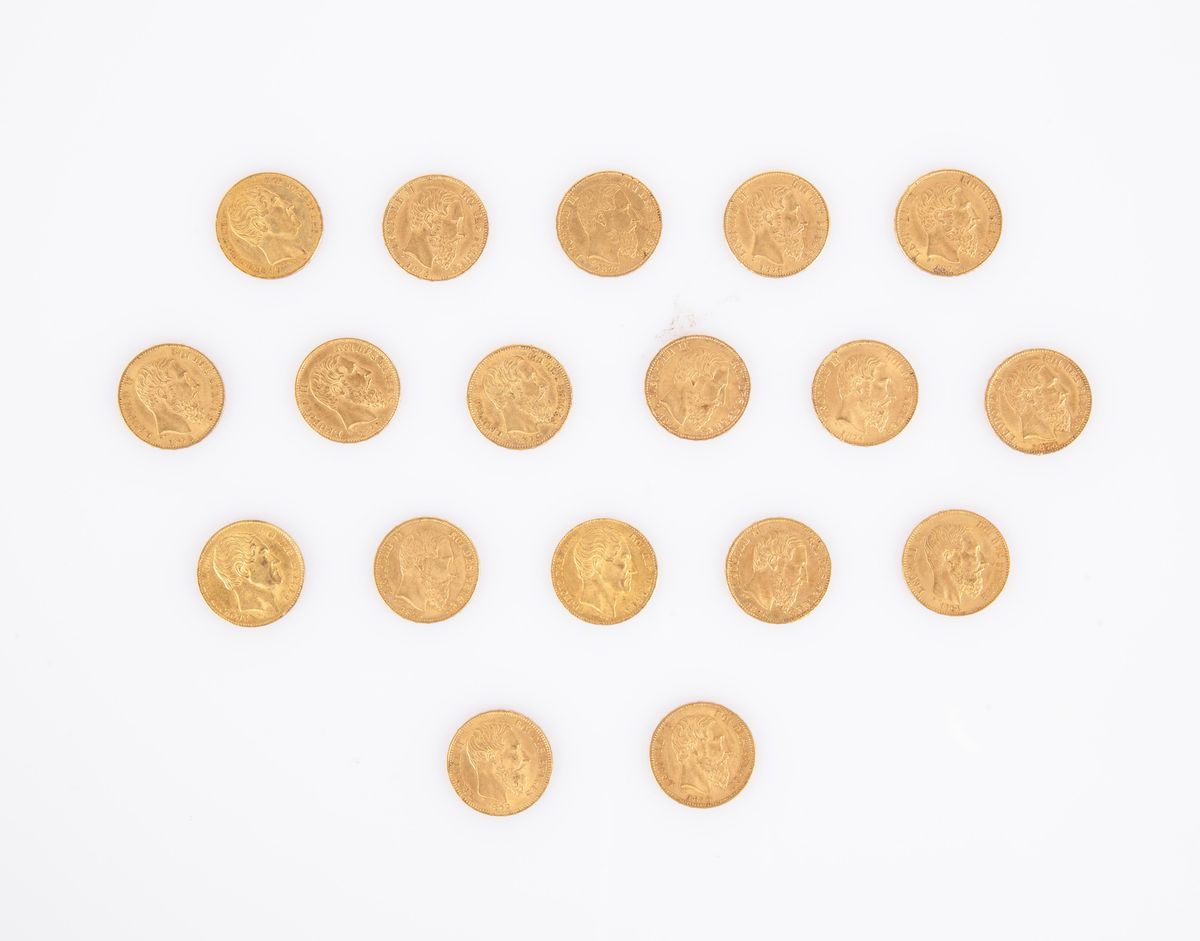 Lotto 18 Monete da 20 Franchi Belgio