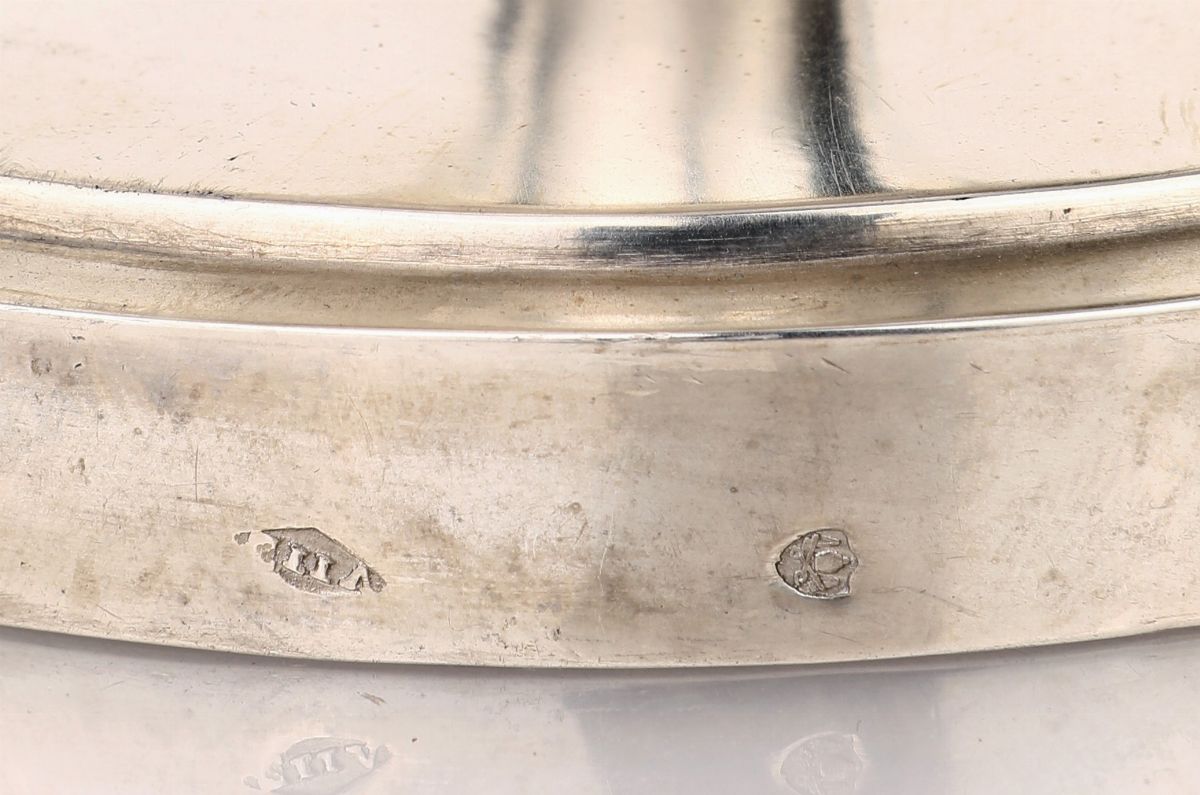 Raffinato Versatoio Neoclassico in Argento e Bronzo, Maestro Argentiere Vincenzo II Belli (attivo...