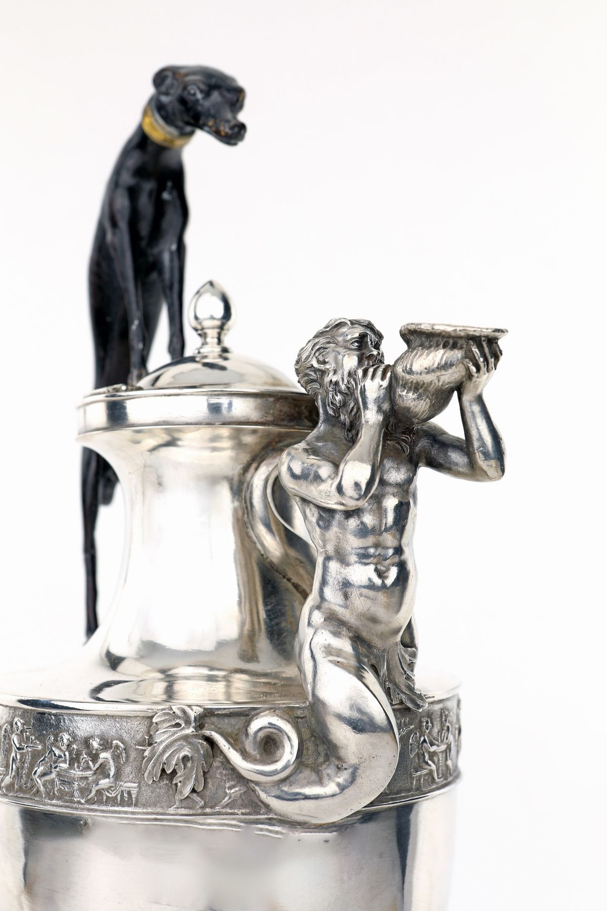 Raffinato Versatoio Neoclassico in Argento e Bronzo, Maestro Argentiere Vincenzo II Belli (attivo...