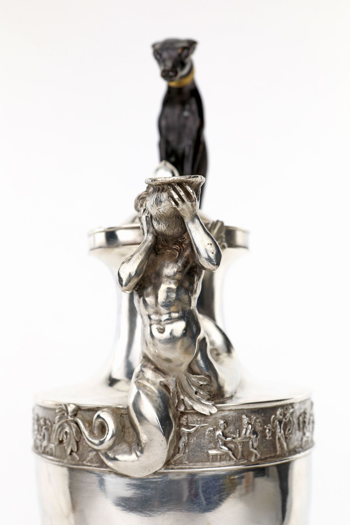 Raffinato Versatoio Neoclassico in Argento e Bronzo, Maestro Argentiere Vincenzo II Belli (attivo...