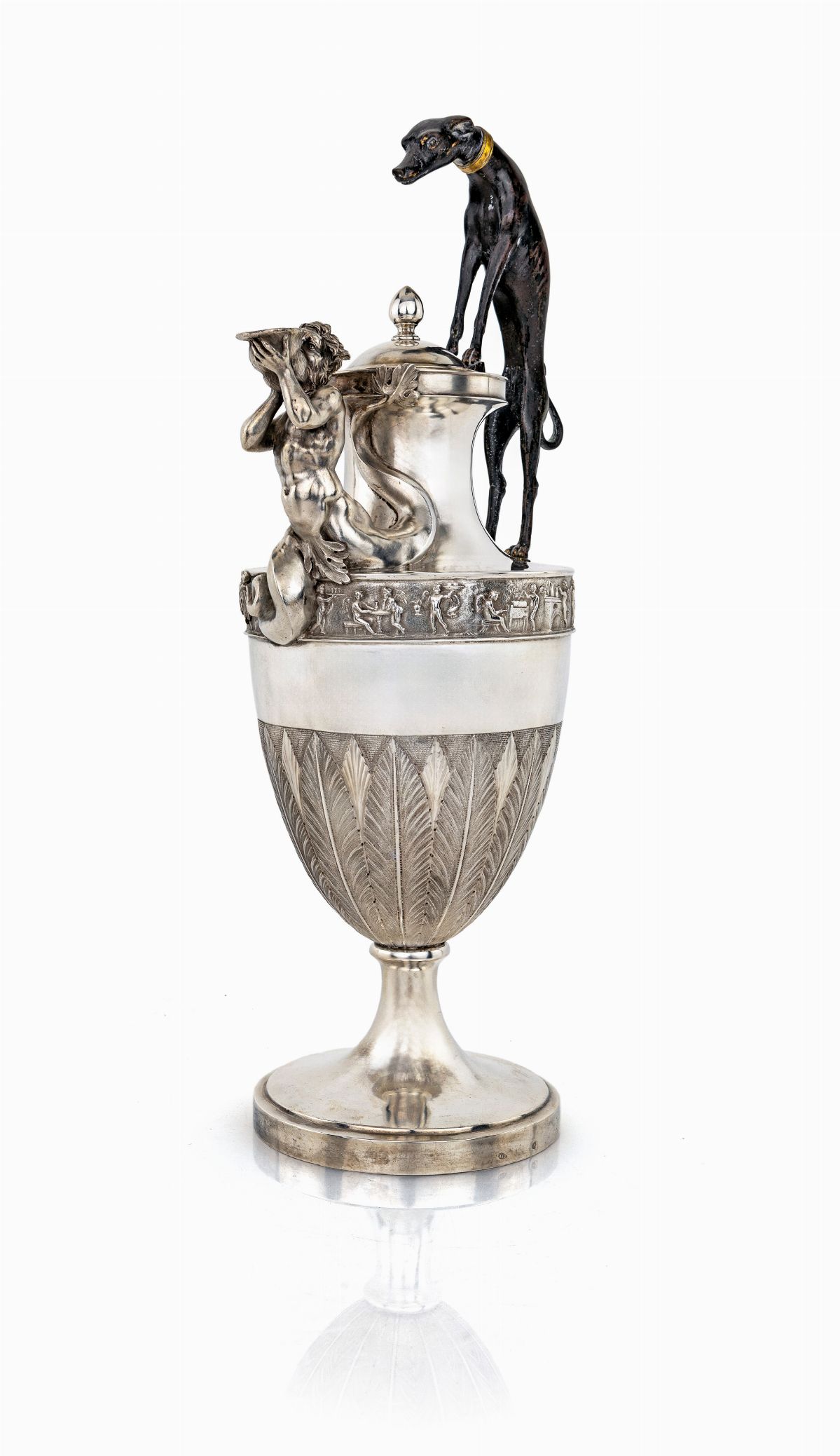 Raffinato Versatoio Neoclassico in Argento e Bronzo, Maestro Argentiere Vincenzo II Belli (attivo...