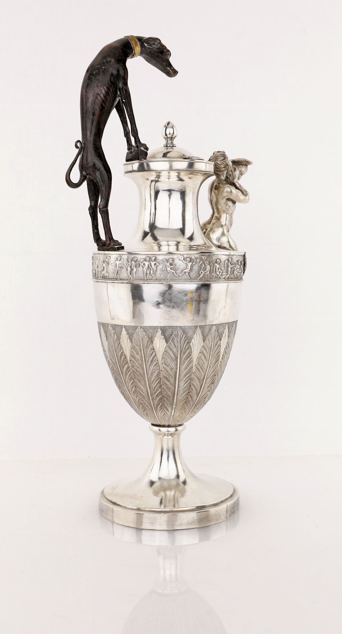 Raffinato Versatoio Neoclassico in Argento e Bronzo, Maestro Argentiere Vincenzo II Belli (attivo...