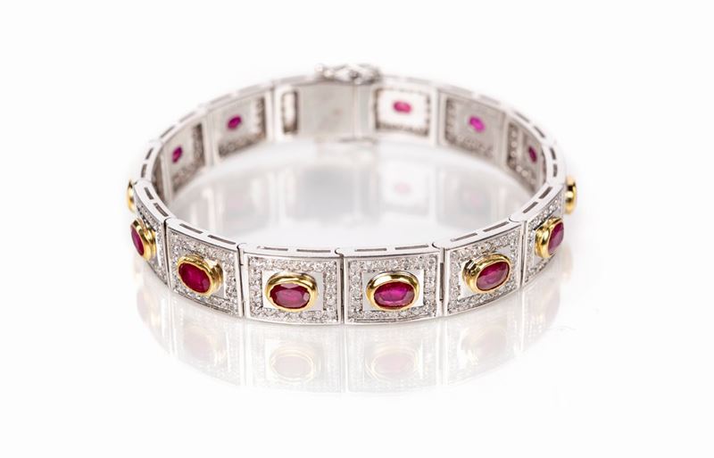 Bracciale in Oro Rubini e Brillanti