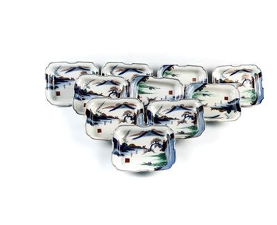 Servizio di Dieci Piatti in Ceramica Kutani