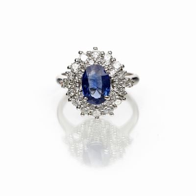 Anello in Oro Brillanti e Zaffiro