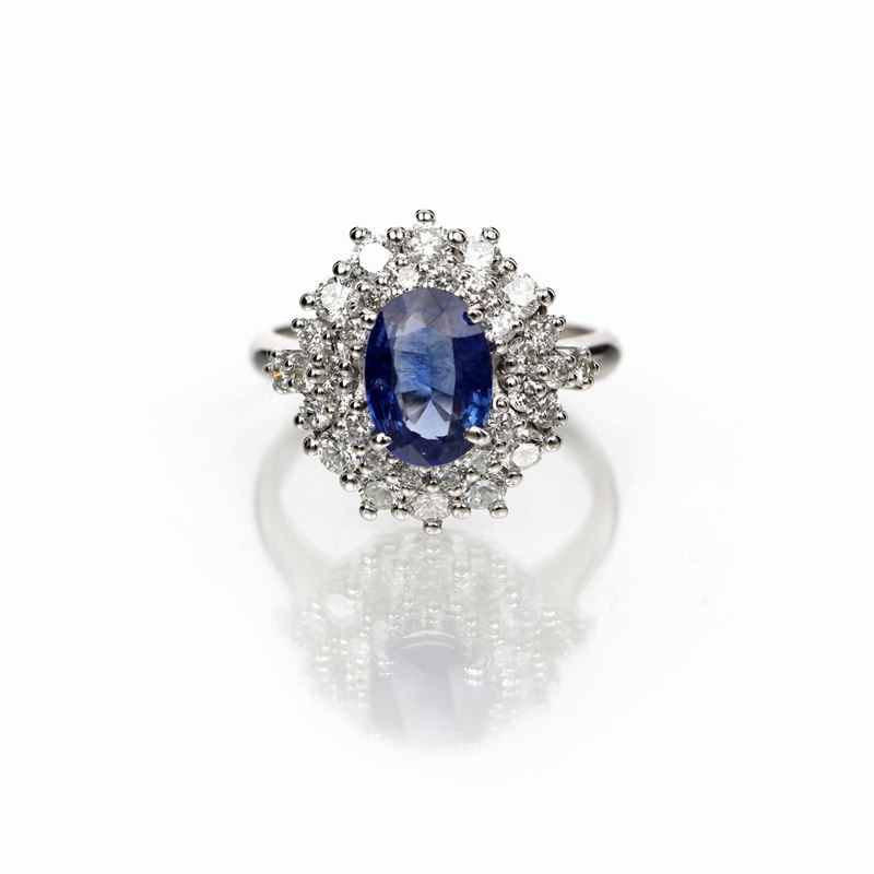 Anello in Oro Brillanti e Zaffiro