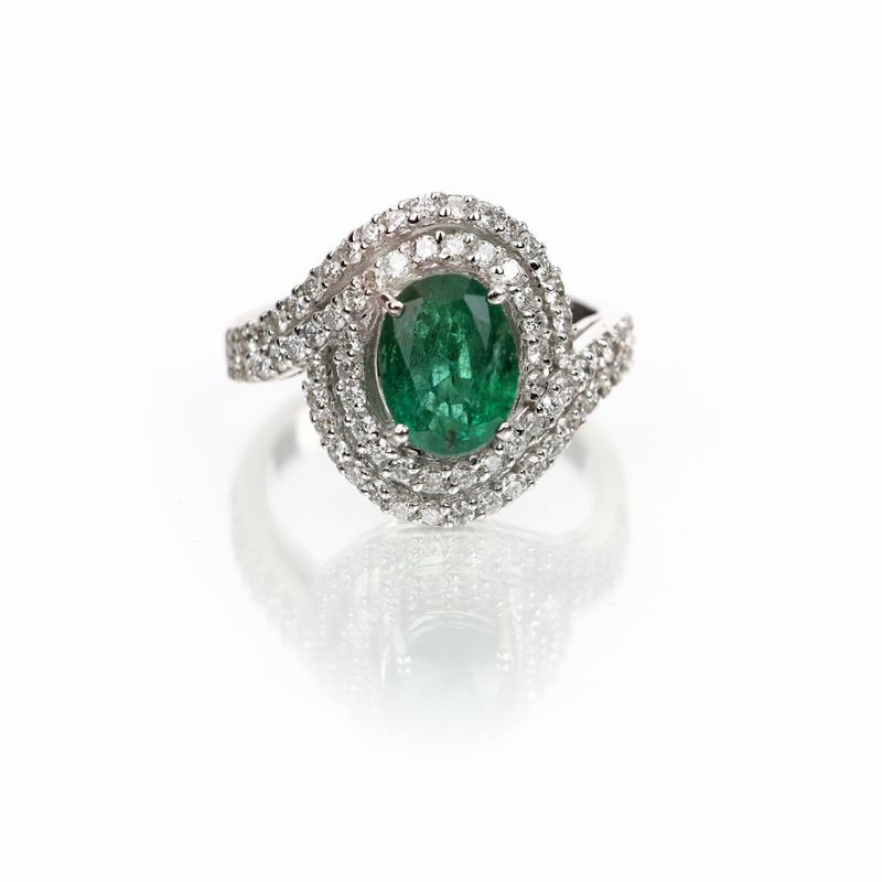 Anello in Oro Smeraldo e Brillanti