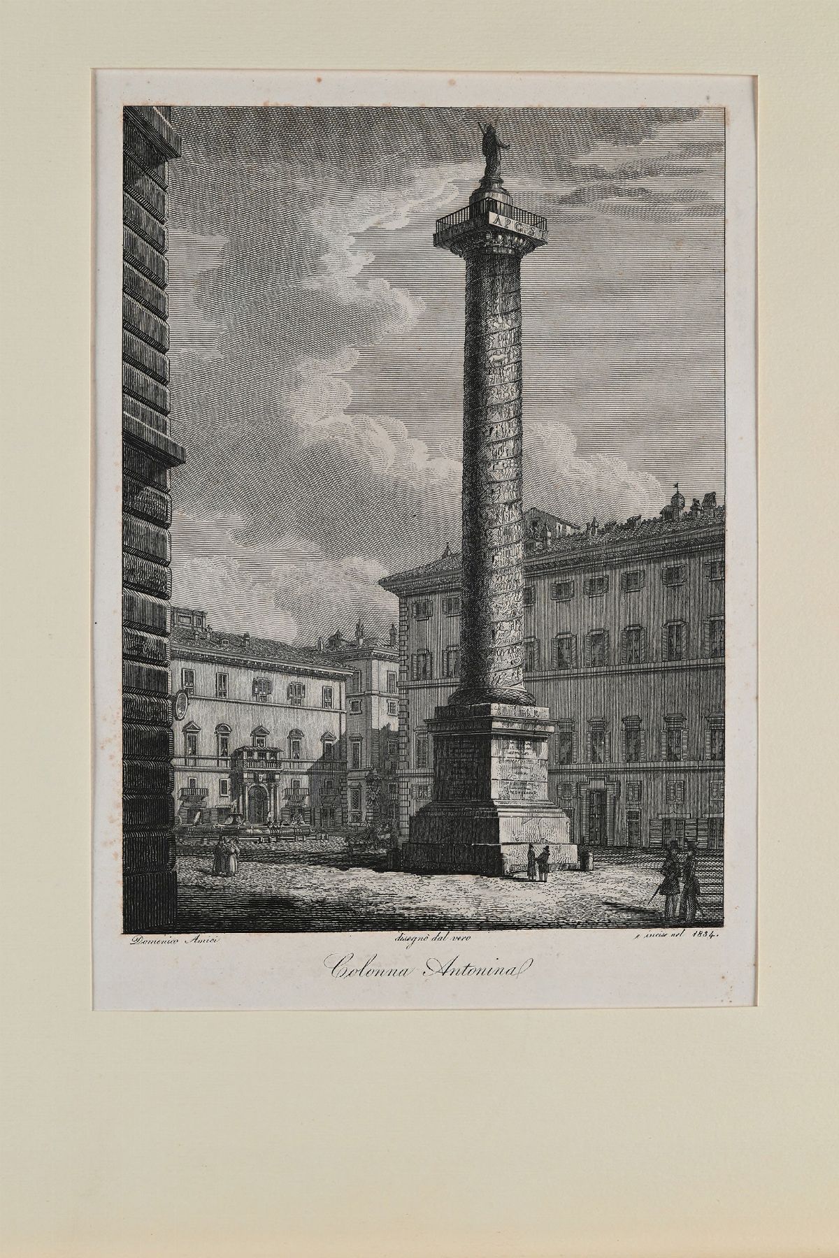 Domenico Amici - 8 Vedute di Roma: Colonna Antonina, Colonna Traiana, Obelisco Flaminio del Popol...