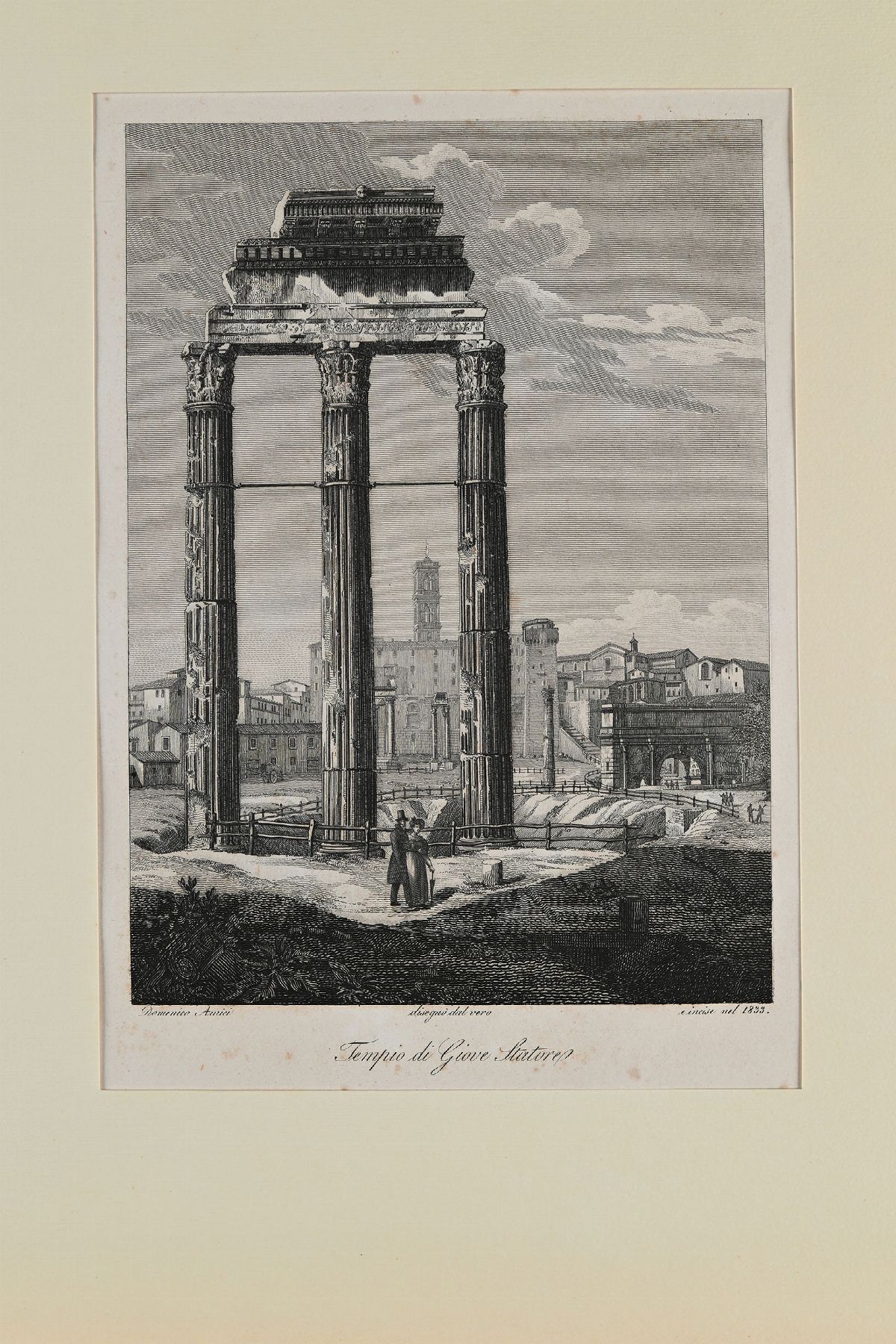 Domenico Amici - 8 Vedute di Roma: Colonna Antonina, Colonna Traiana, Obelisco Flaminio del Popol...