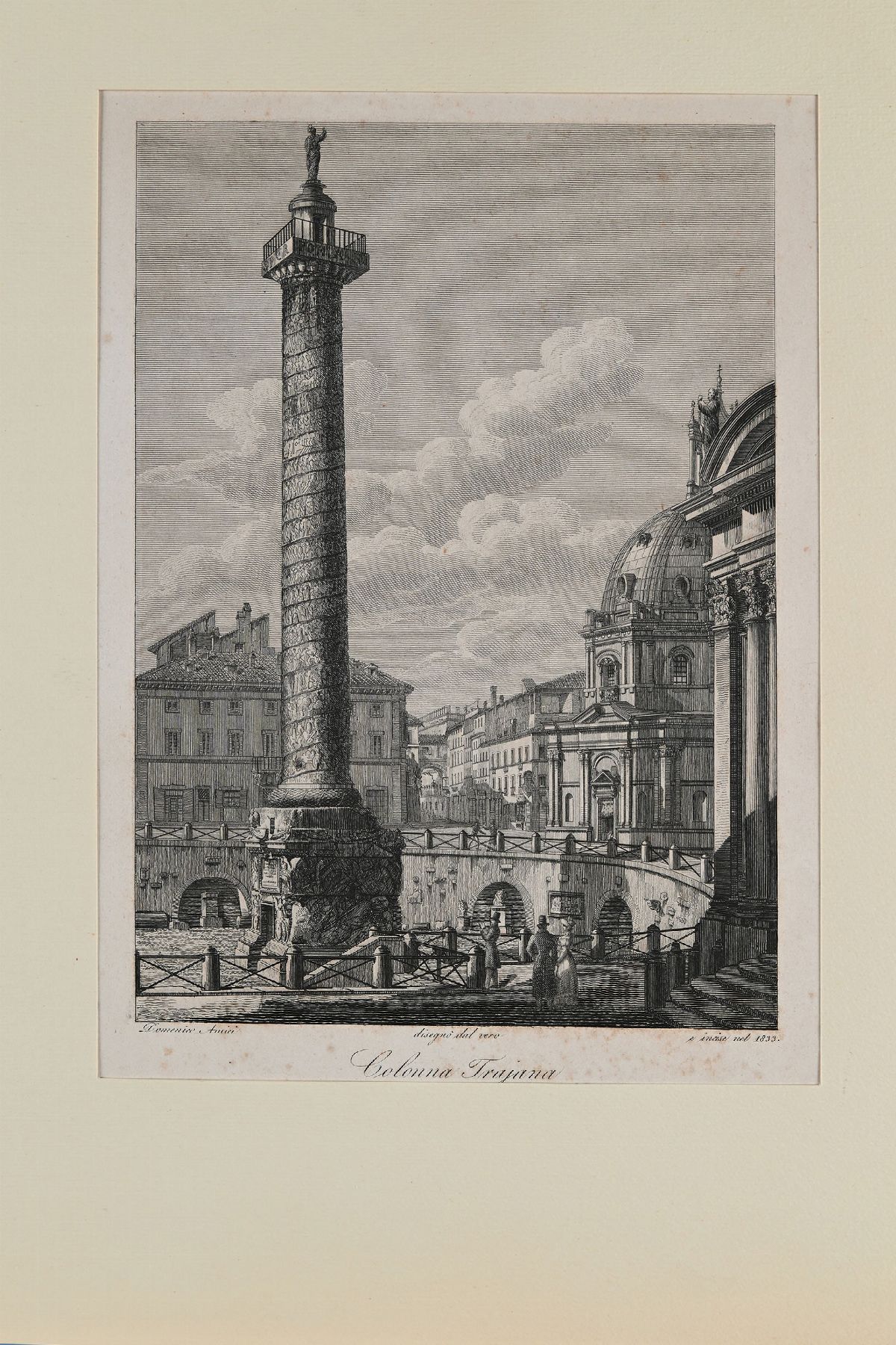 Domenico Amici - 8 Vedute di Roma: Colonna Antonina, Colonna Traiana, Obelisco Flaminio del Popol...