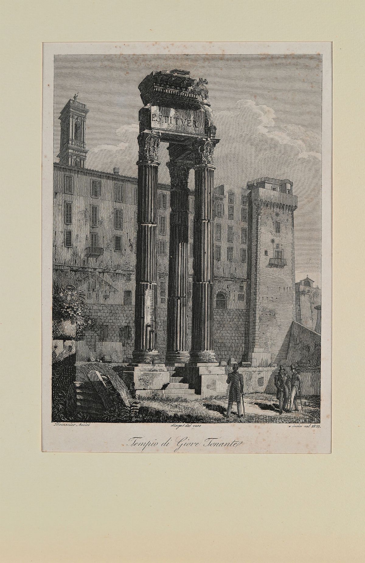 Domenico Amici - 8 Vedute di Roma: Colonna Antonina, Colonna Traiana, Obelisco Flaminio del Popol...