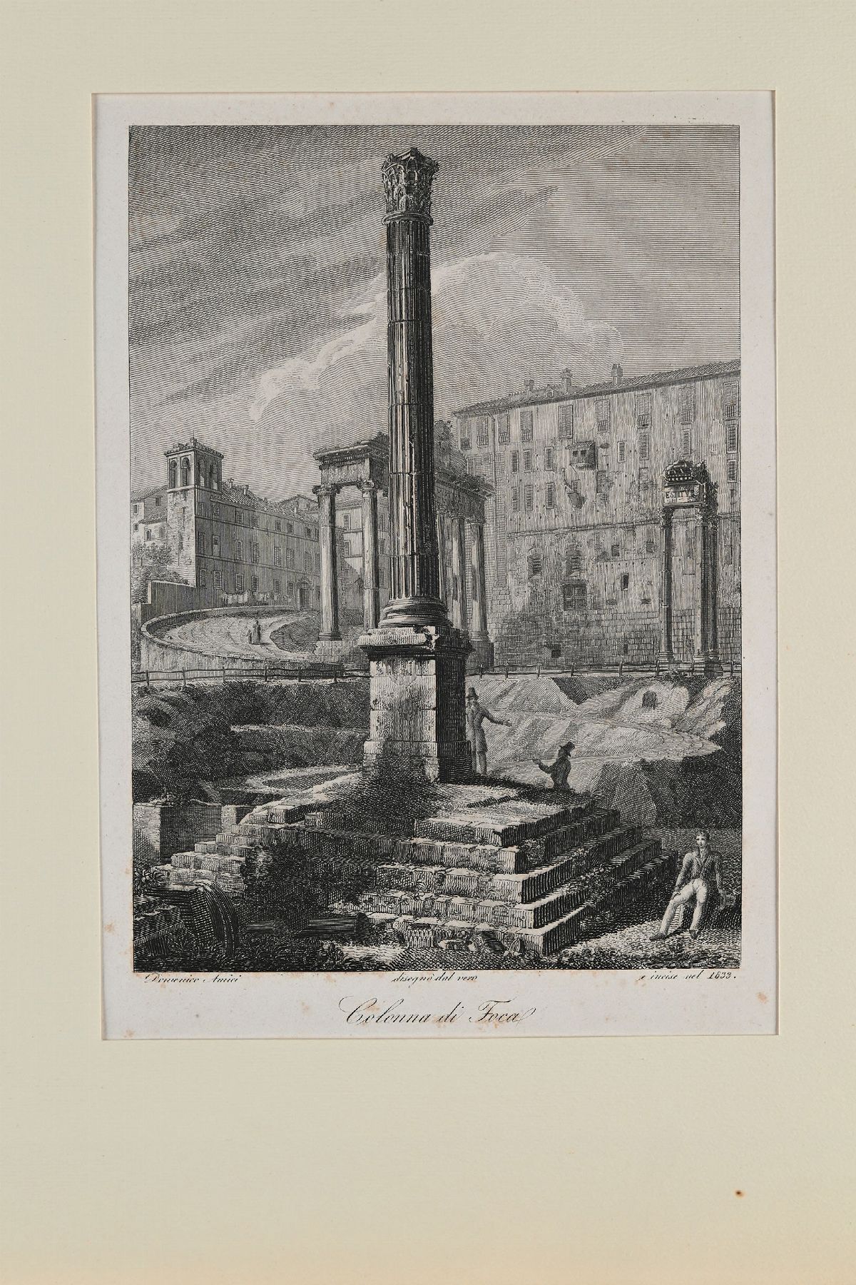 Domenico Amici - 8 Vedute di Roma: Colonna Antonina, Colonna Traiana, Obelisco Flaminio del Popol...