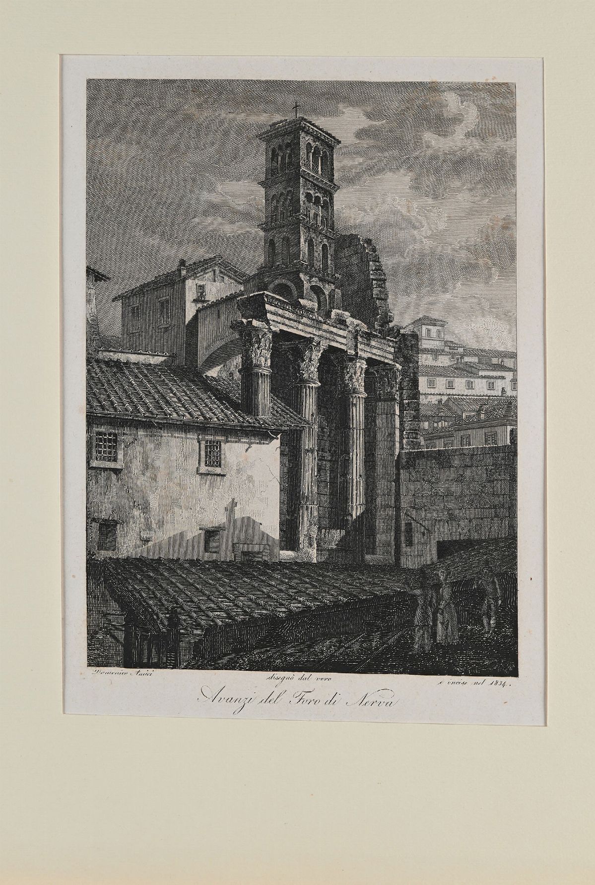 Domenico Amici - 8 Vedute di Roma: Colonna Antonina, Colonna Traiana, Obelisco Flaminio del Popol...
