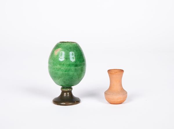 Orcio in terracotta invetriata e anfora in terracotta