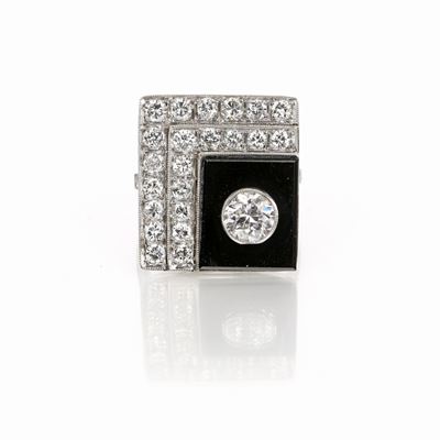 Anello in Oro Brillanti e Onice.