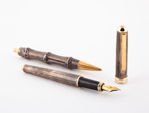 White Star - Penna stilografica in argento 925/000 e Penna a sfera in argento 925/000