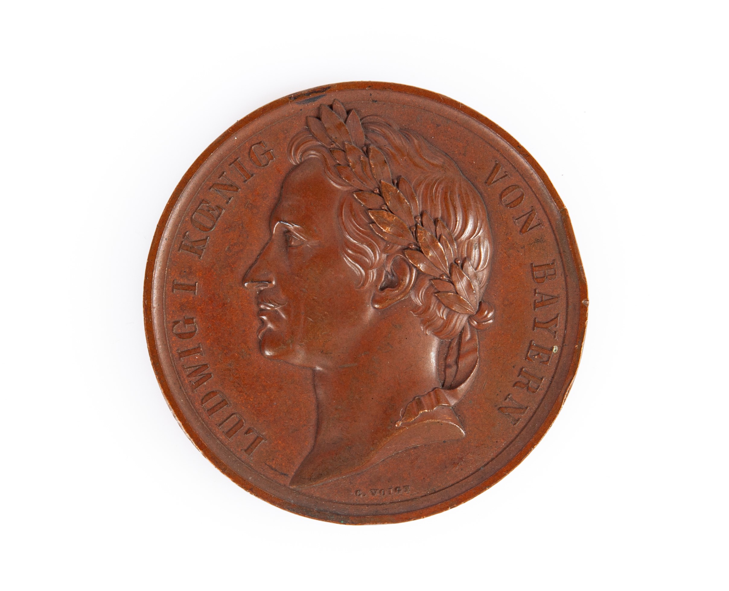 Carl Friedrich Voigt - Medaglia in Bronzo 1848 Ludovico i Re di Baviera