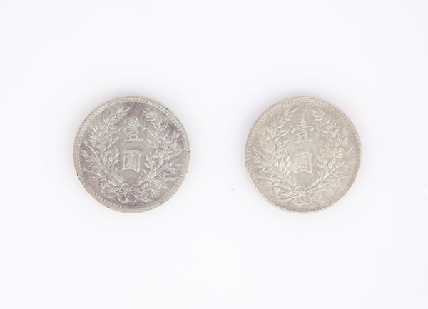 2 monete da 1 Dollaro Anno 3 (1914) Repubblica di Cina