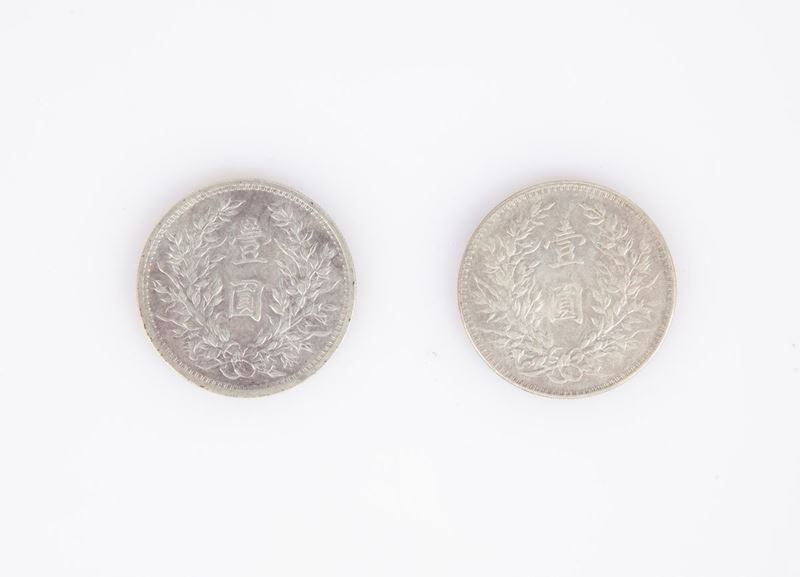 2 Monete da 1 Dollaro Anno 3 (1914) Repubblica di Cina
