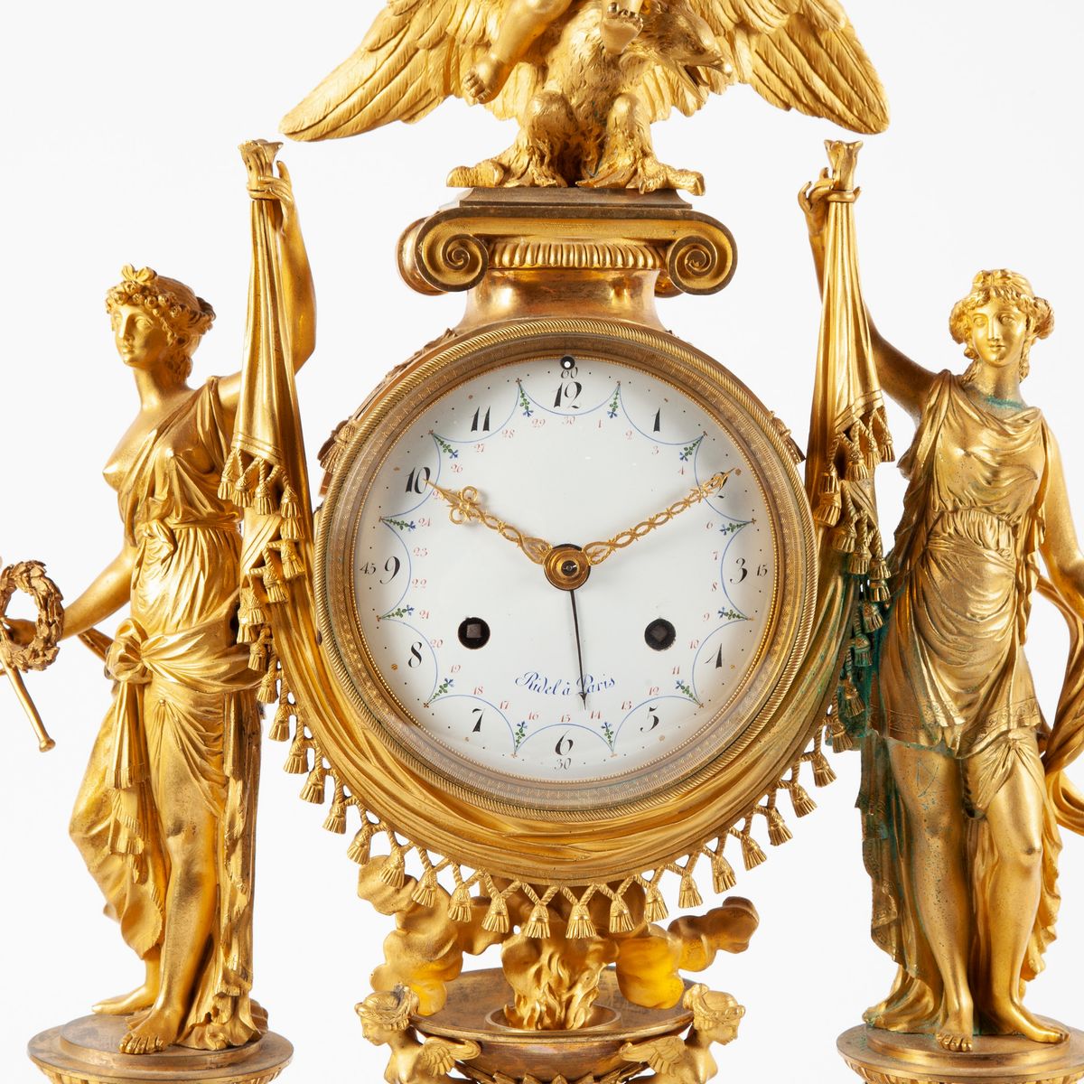 Orologio da Camino Luigi XVI in Bronzo Dorato e Marmo Rouge Griotte, Francia, Fine del XVIII Seco...