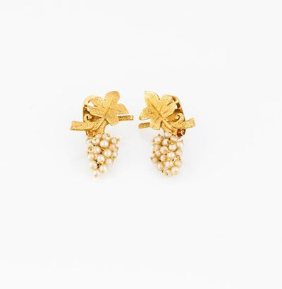 Coppia di Orecchini in Oro Giallo a Grappolo D'uva