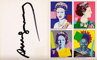 Locandina di Invito per la Mostra "andy Warhol Reigning Queens 1985 - Castelli Uptown New York"