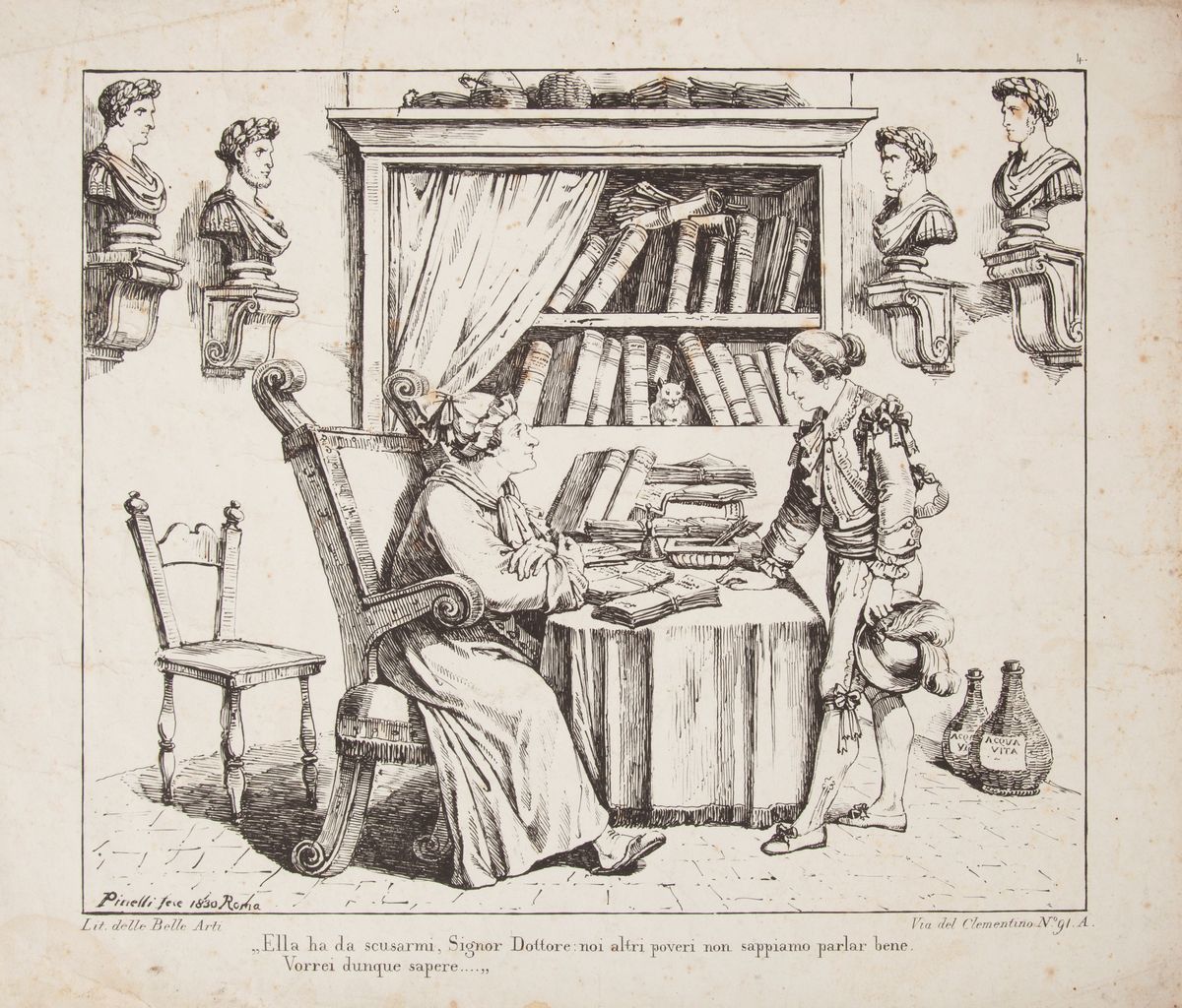 Sette Litografie delle Belle Arti, dalla Serie "i Promessi Sposi" di Bartolomeo Pinelli