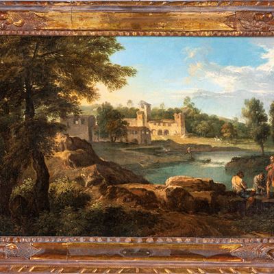 Paesaggio Lacustre con Figure