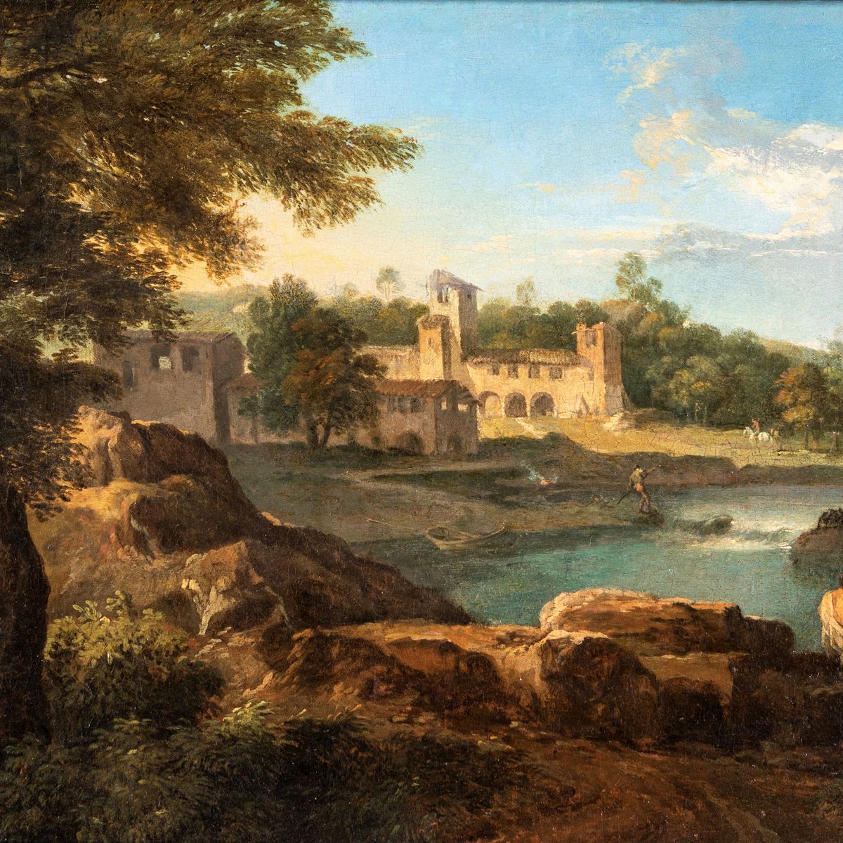 Paolo Anesi - Paesaggio Lacustre con Figure