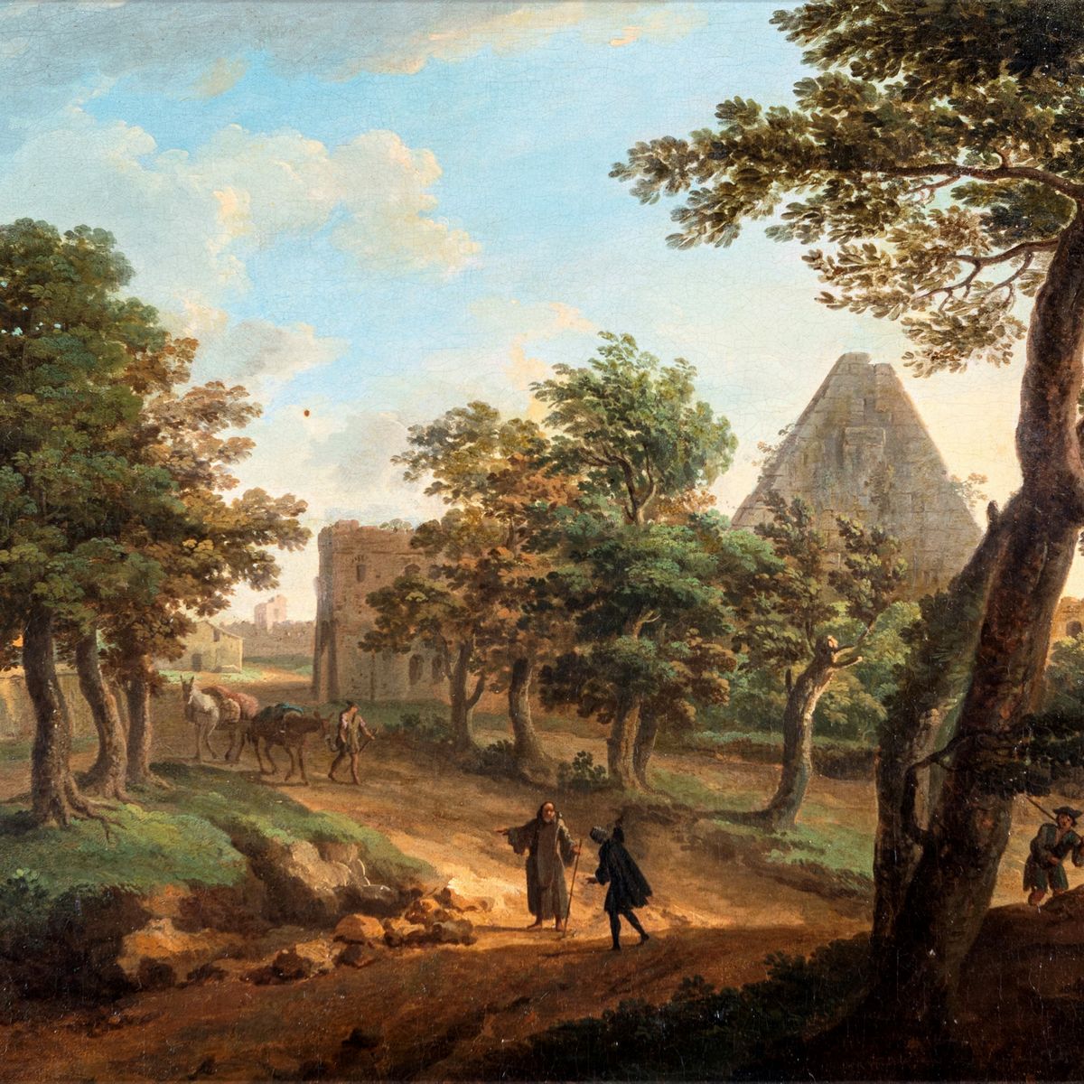 Paolo Anesi - Paesaggio con Piramide Cestia e Figure