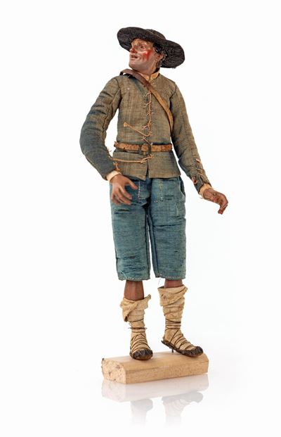 Rustico con Bocca Socchiusa, Cappello, Bisaccia e Ciocie ai Piedi