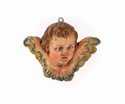 Testa di Cherubino in Terracotta Policroma