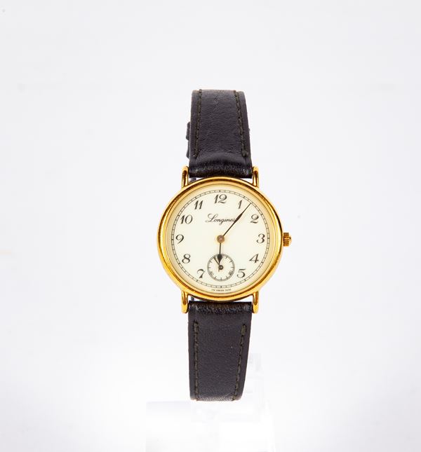 Longines Charleston 5236.176 - Orologio da polso al quarzo da donna in acciaio e metallo placcato in oro giallo con secondimetro ad ore 6