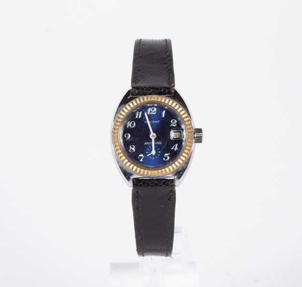 Viscont - Orologio da polso a carica manuale da donna in acciaio e metallo dorato. Anni '70
