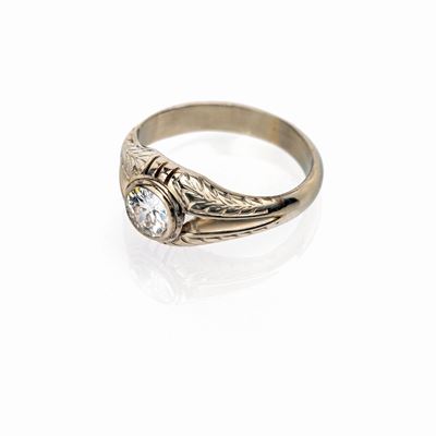 Anello a Sigillo in Oro e Brillante