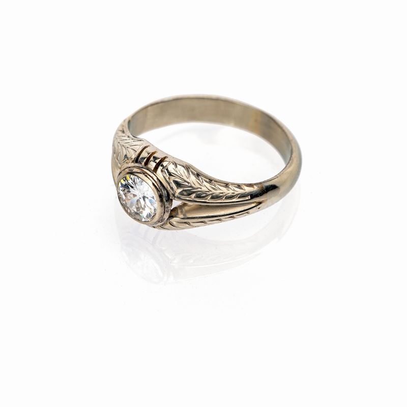 Anello a Sigillo in Oro e Brillante