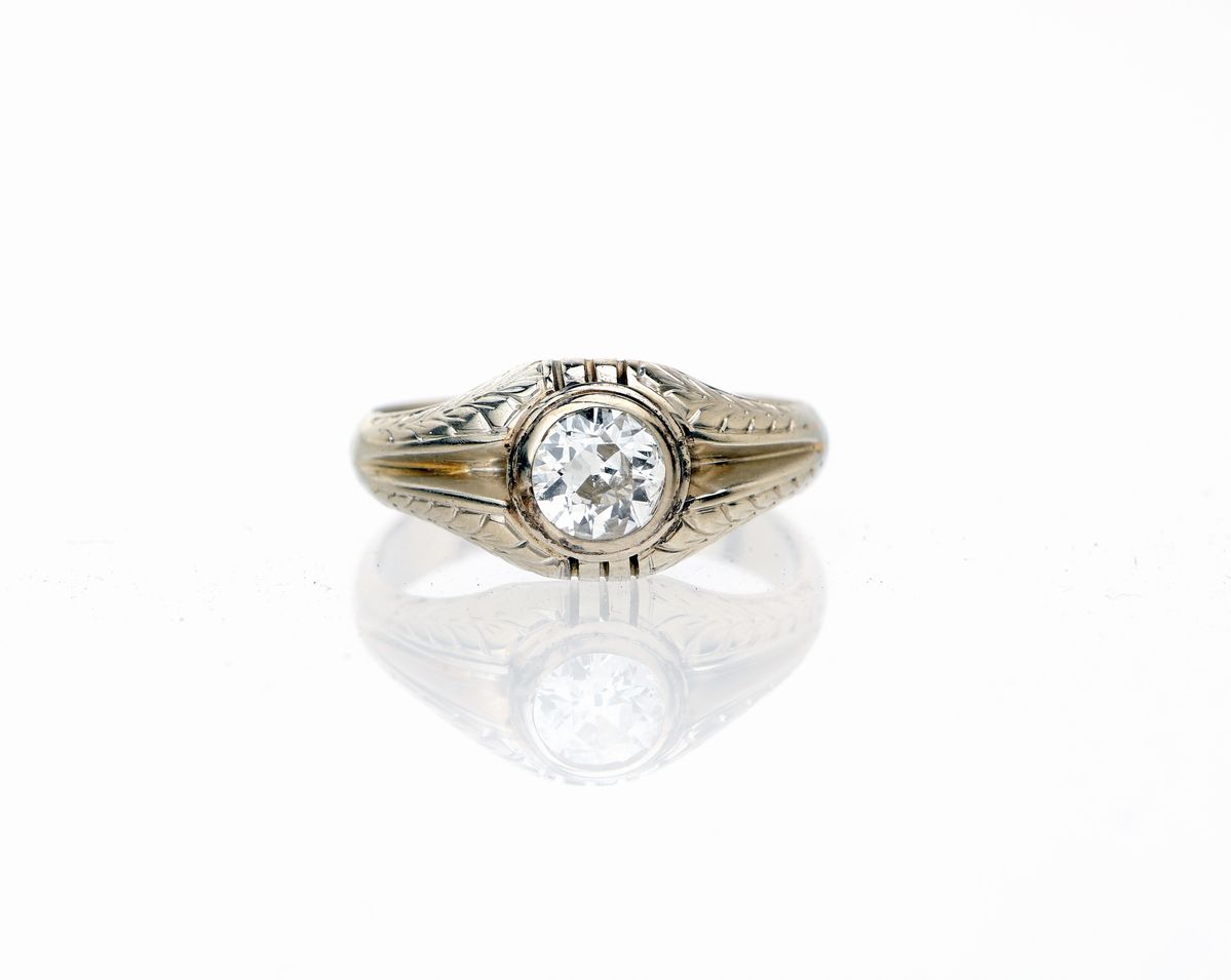 Anello a Sigillo in Oro e Brillante