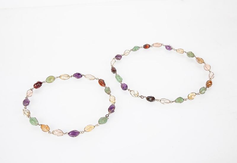Coppia di Collane in Argento e Pietre Dure