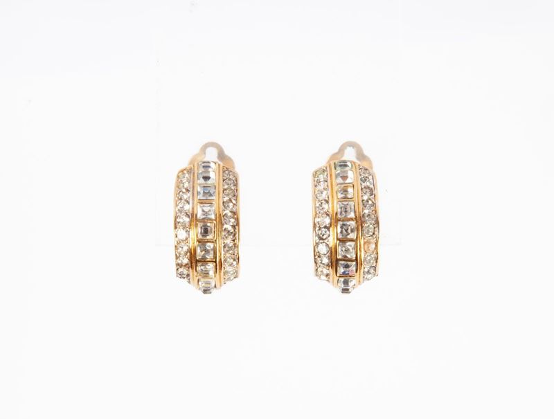 Coppia di Orecchini in Metallo e Strass