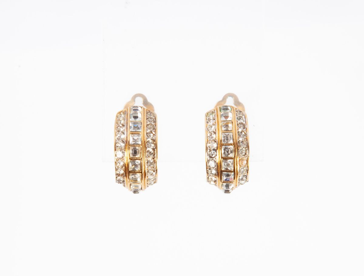 Coppia di Orecchini in Metallo e Strass